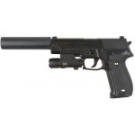 Страйкбольный пистолет SIG Sauer 226 с глушителем и ЛЦУ (Galaxy) G.26A спринг